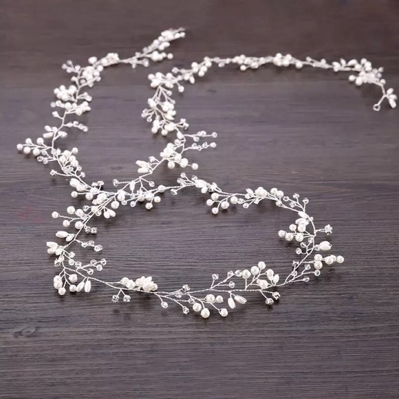 Large hair comb wedding crystal bride vine Pearl main image 4